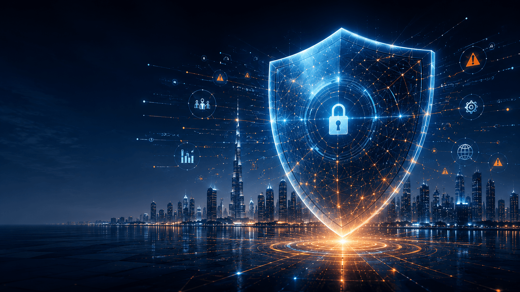 Cyber resilience shield protecting a digital city